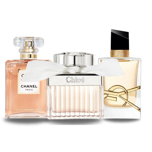 Promocyjny pakiet 3 perfum: Chanel COCO MADEMOISELLE, Yves Saint Laurent LIBRE i CHLOÉ 100 ml.