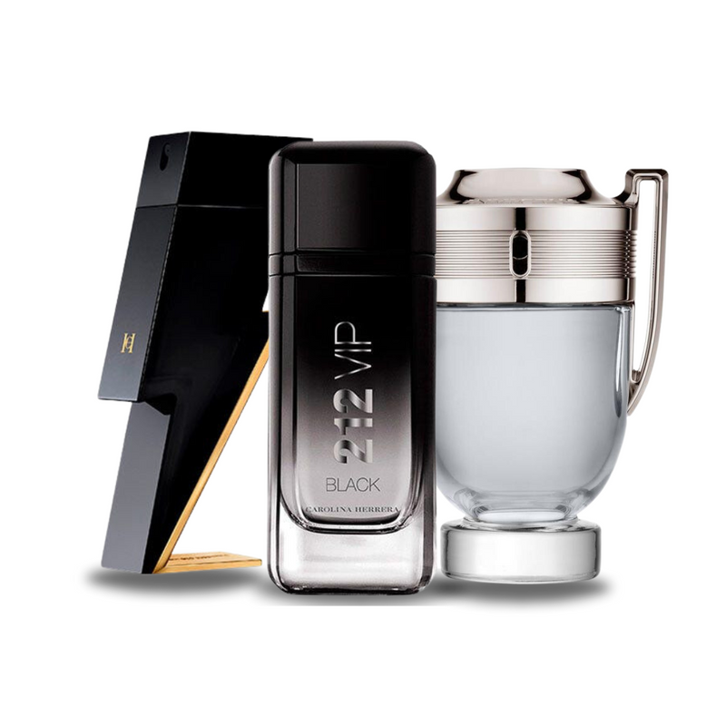 Promocyjny pakiet 3 perfum: Carolina Herrera BAD BOY, Carolina Herrera 212 VIP BLACK i Paco Rabanne INVICTUS 100 ml.